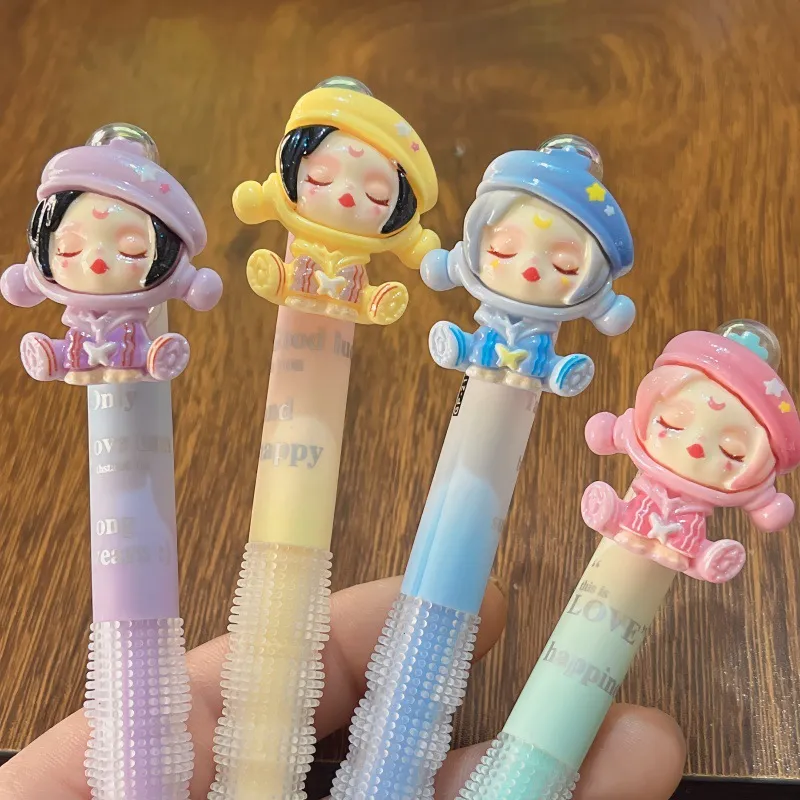 Princess Doll Head Retractable Gel Pen – Kawaii Cartoon Character Figure Click Pen with 0.5mm Black Ink, Aesthetic Stationery Gift for Girls, Students & Teens